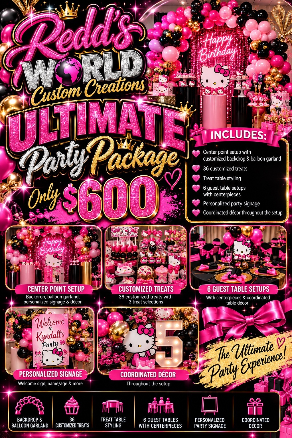 Ultimate Party Package — $600 pricing flyer