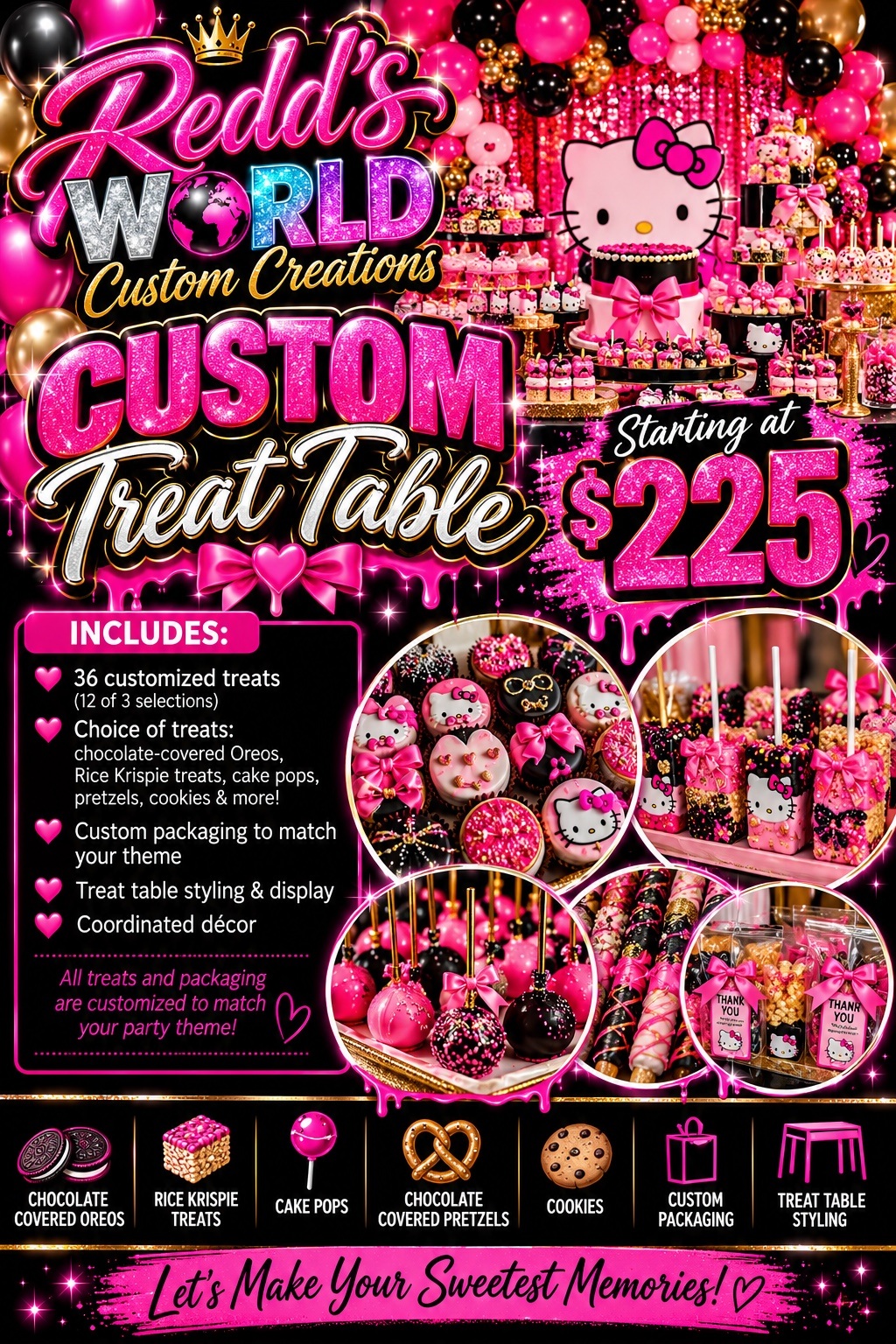 Custom Treat Table — starting at $225 pricing flyer