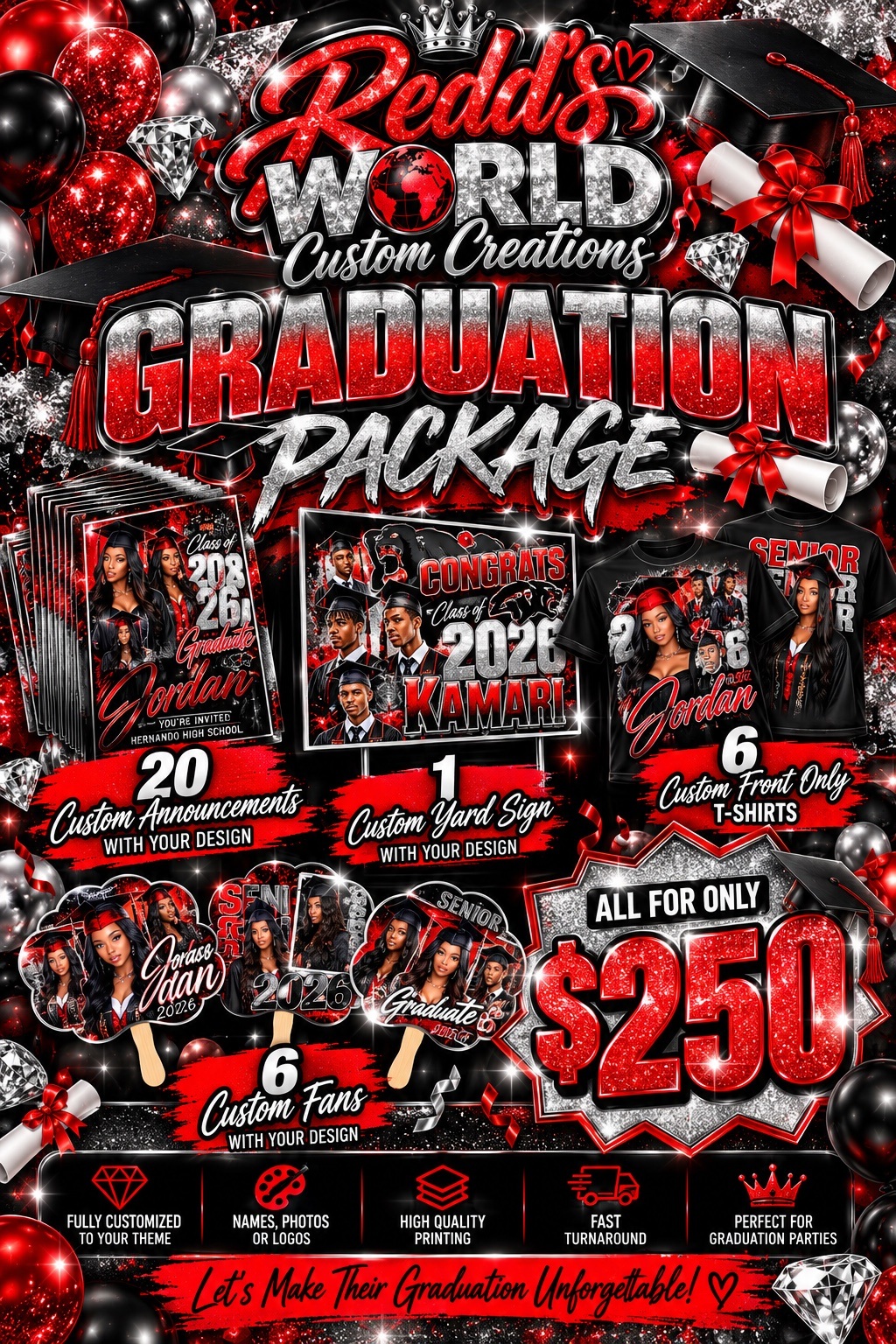 Graduation Package — $250 pricing flyer
